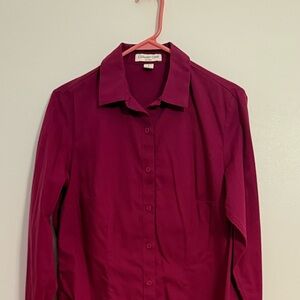 Coldwater Creek deep magenta no iron button up blouse